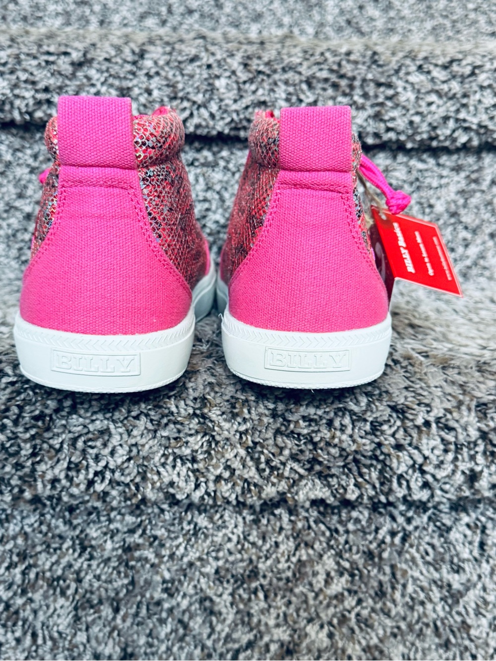 Billy Brand ! Bright Pink Kids High-Top Shoe Accessory with Glitter Panels - Picture 8 of 11